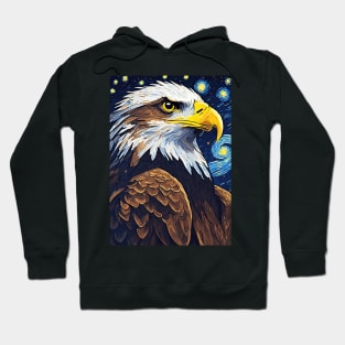 Eagle Animal Painting in a Van Gogh Starry Night Art Style Hoodie